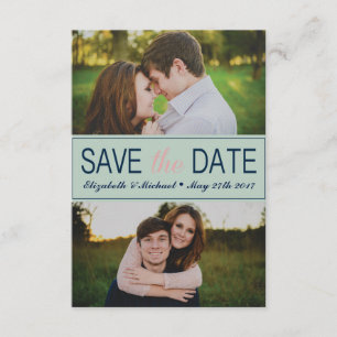 Mint Green Save the Date with Photos