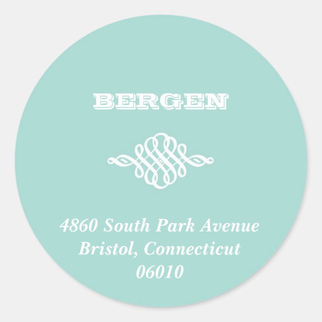 Mint green scroll Christmas holiday address label (Front)