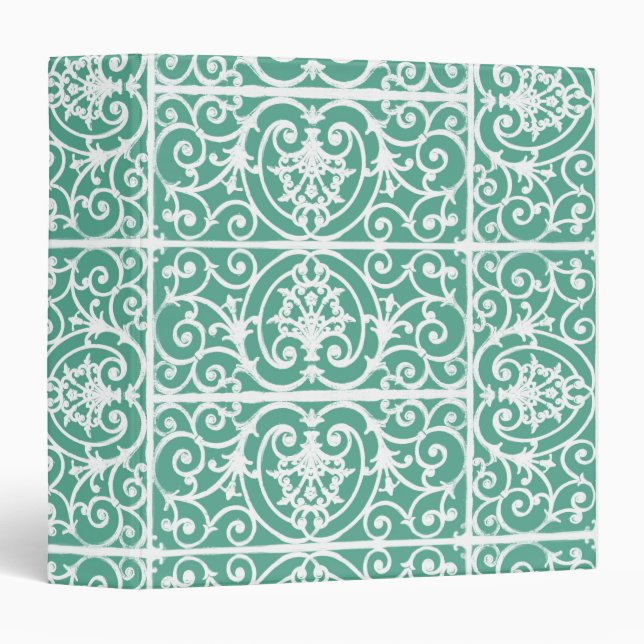Mint green scrollwork pattern binder (Front/Spine)