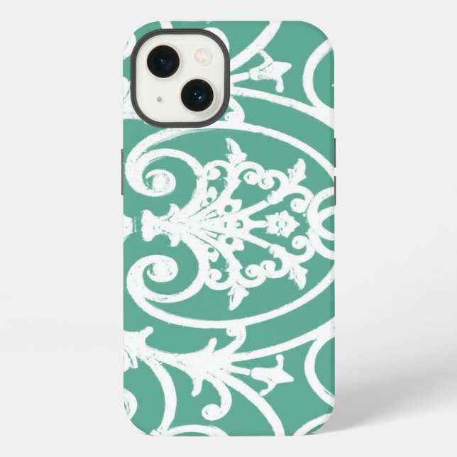 Mint green scrollwork pattern Case-Mate iPhone cas Case (Back)