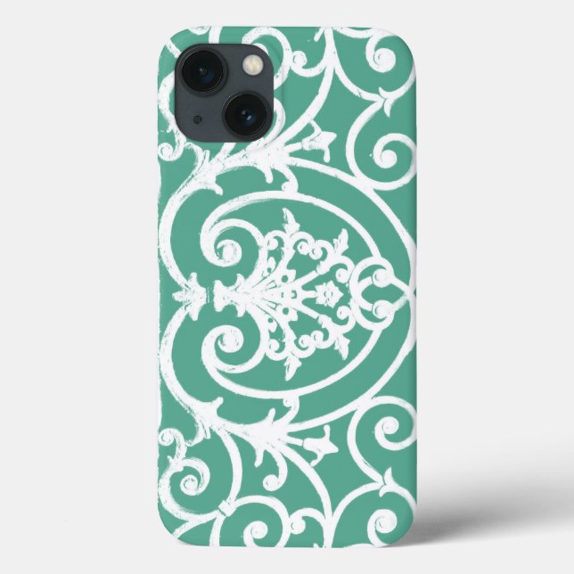 Mint green scrollwork pattern Case-Mate iPhone cas Case-Mate iPhone Case (Back)