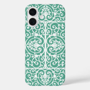 Mint green scrollwork pattern  iPhone 16 case