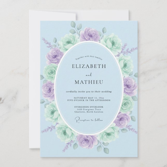 Mint Green Serene Springtime Wedding Invitation (Front)
