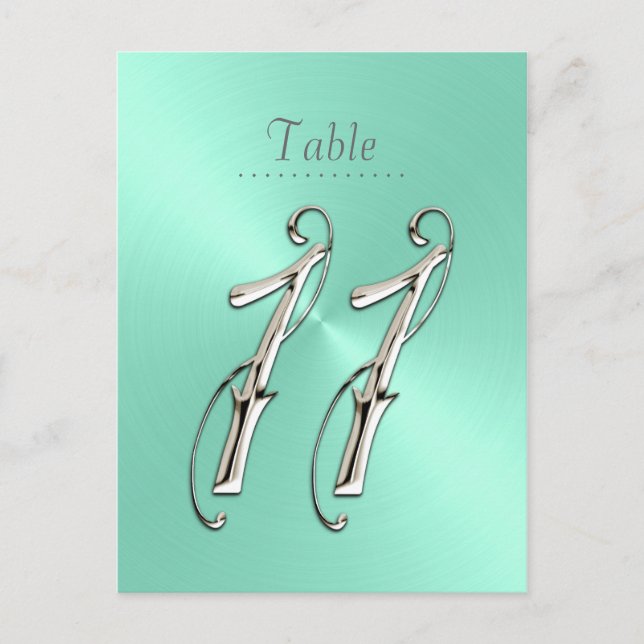 Mint Green Sheen Table Number 11 Postcard (Front)
