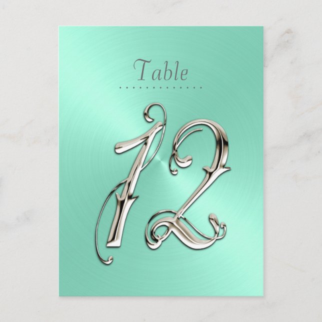 Mint Green Sheen Table Number 12 Postcard (Front)