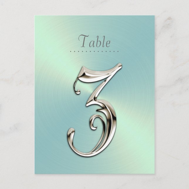 Mint Green Sheen Table Number Postcard (Front)