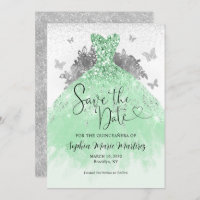 Mint Green Silver Dress Mis Quince Quinceañera