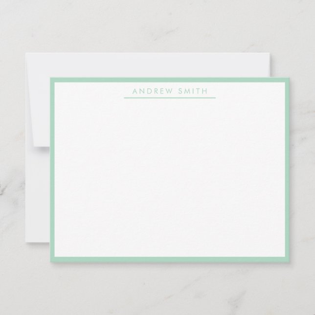 Mint Green Simple Line Modern Classic Minimalist Card (Front)