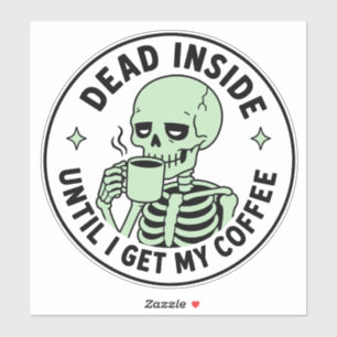 Mint Green Skeleton Drinking Coffee