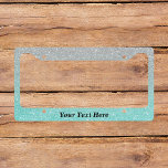 Mint Green Sliver Ombre Custom Text glitter License Plate Frame<br><div class="desc">This design may be personalized in the area provided by changing the photo and/or text. Or it can be customized by clicking Personalize this Template and then choosing the click to customize further option and delete or change the colour of the background, add text, change the text colour or style,...</div>