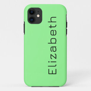 Mint Green Solid Colour   Minimalist Name iPhone 11 Case