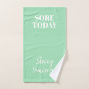 Mint Green Sore Today Strong Tomorrow Workout Gym Hand Towel