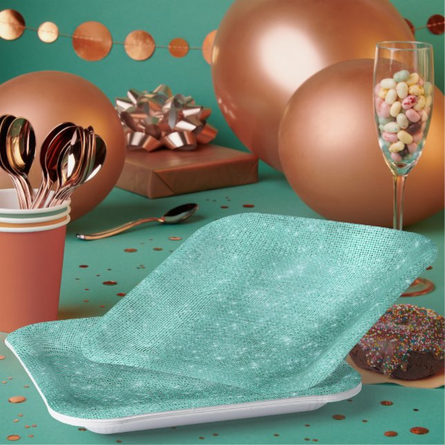 Mint Green Sparkle Paper Plate (Multi)