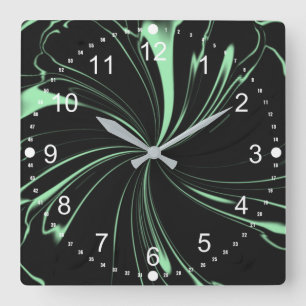 Mint Green Spiral Square Wall Clock