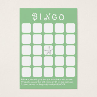Mint Green Star Fish 5x5 Bridal Shower Bingo Card