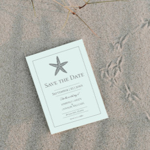 Mint Green Starfish Monogram Photo Save The Date
