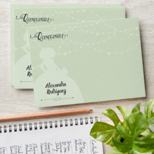 Mint Green & Steel Charro Silhouette Quinceanera Envelope