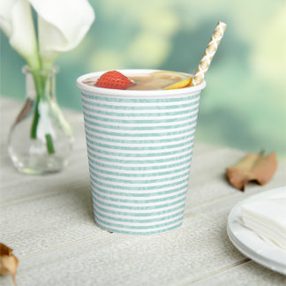 Mint Green Striped Party Cups