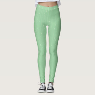 Mint green stripes and dots modern eco design leggings