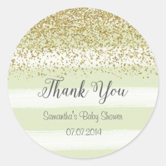 Mint Green Stripes Baby Shower Sticker