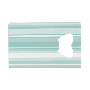 Mint green stripes credit card bottle opener