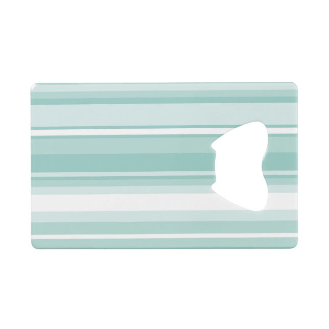 Mint green stripes credit card bottle opener (Back Horizontal)