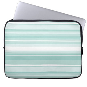 Mint green stripes laptop sleeve