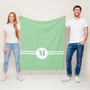 Mint green stripes monogram pastel minimal  fleece blanket