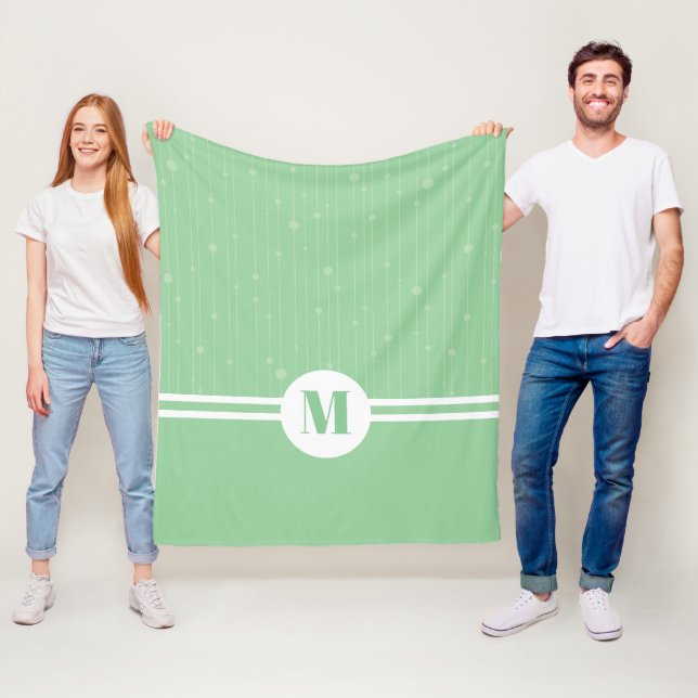Mint green stripes monogram pastel minimal  fleece blanket (In Situ)