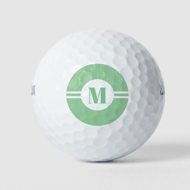 Mint green stripes monogram pastel minimal golf balls (Front)
