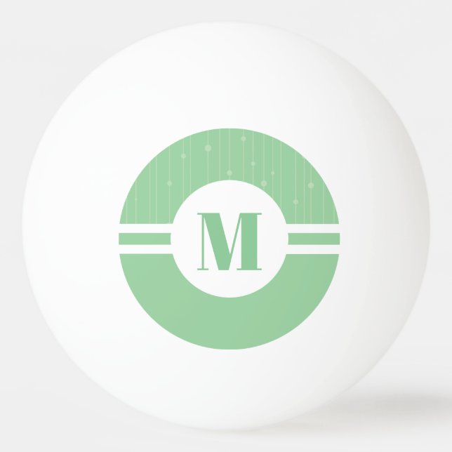 Mint green stripes monogram pastel minimal ping pong ball (Front)