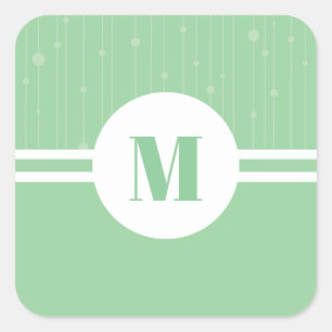 Mint green stripes monogram pastel minimal square sticker