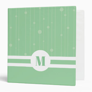 Mint green stripes monogram pastel modern binder