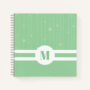 Mint green stripes monogram pastel modern notebook