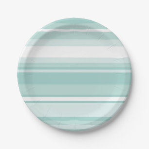 Mint green stripes paper plate