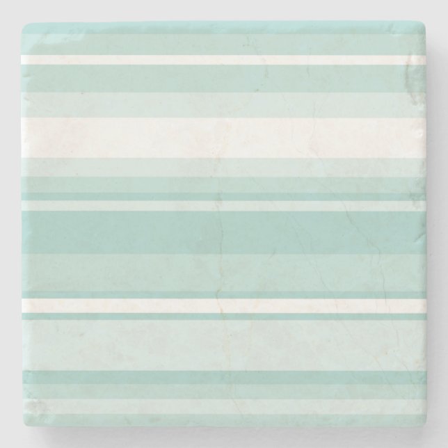 Mint green stripes stone coaster (Front)