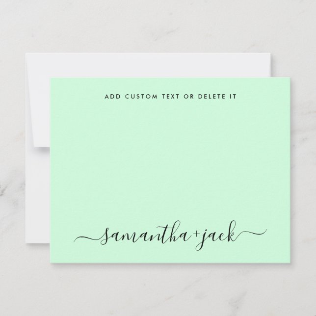 Mint Green Stylish Script Elegant Minimalist Card (Front)