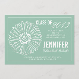 Mint Green Sun Flower Graduation Invitation