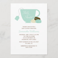 Mint Green Tea Cup and Macarons Baby Shower