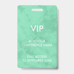 Mint Green Tie Dye VIP Festival Identity Badge
