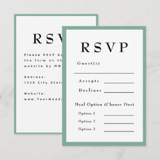 Mint Green Timeless Wedding RSVP Card