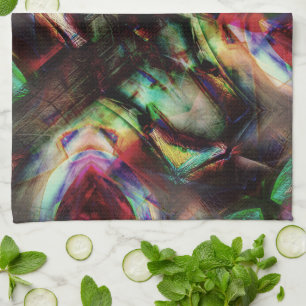 Mint green to red wooded and rough coloured staine kitchen towel