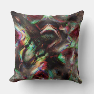 Mint green to red wooded and rough coloured staine throw pillow