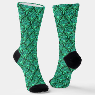 Mint-green tones Art Nouveau geometric pattern Soc Socks