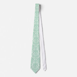 Mint-Green tones Floral Damask Pattern Tie