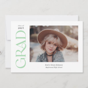 Mint Green Trendy Serif Two Photos Graduation Announcement