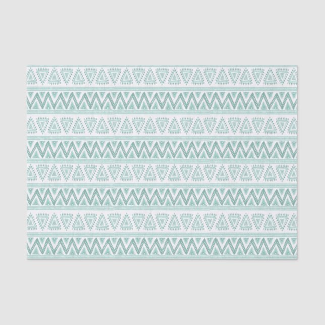 Mint-green Tribal Geometric Pattern Tissue Paper (Front)