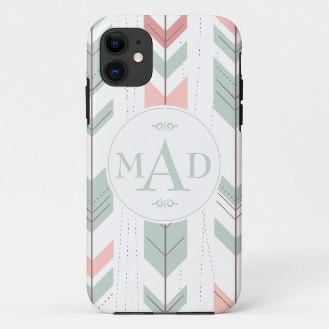 Mint Green Tribal Motif Monogram iPhone 5 Coque (Dos)