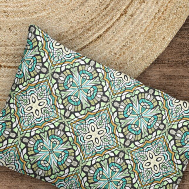 Mint Green Turquoise Hip Bohemian Bali Art Motif Pillowcase (Creator Uploaded)