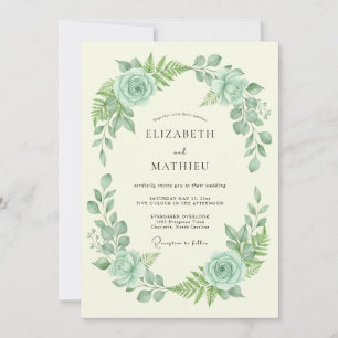 Mint Green Verdant Floral Wedding Invitation